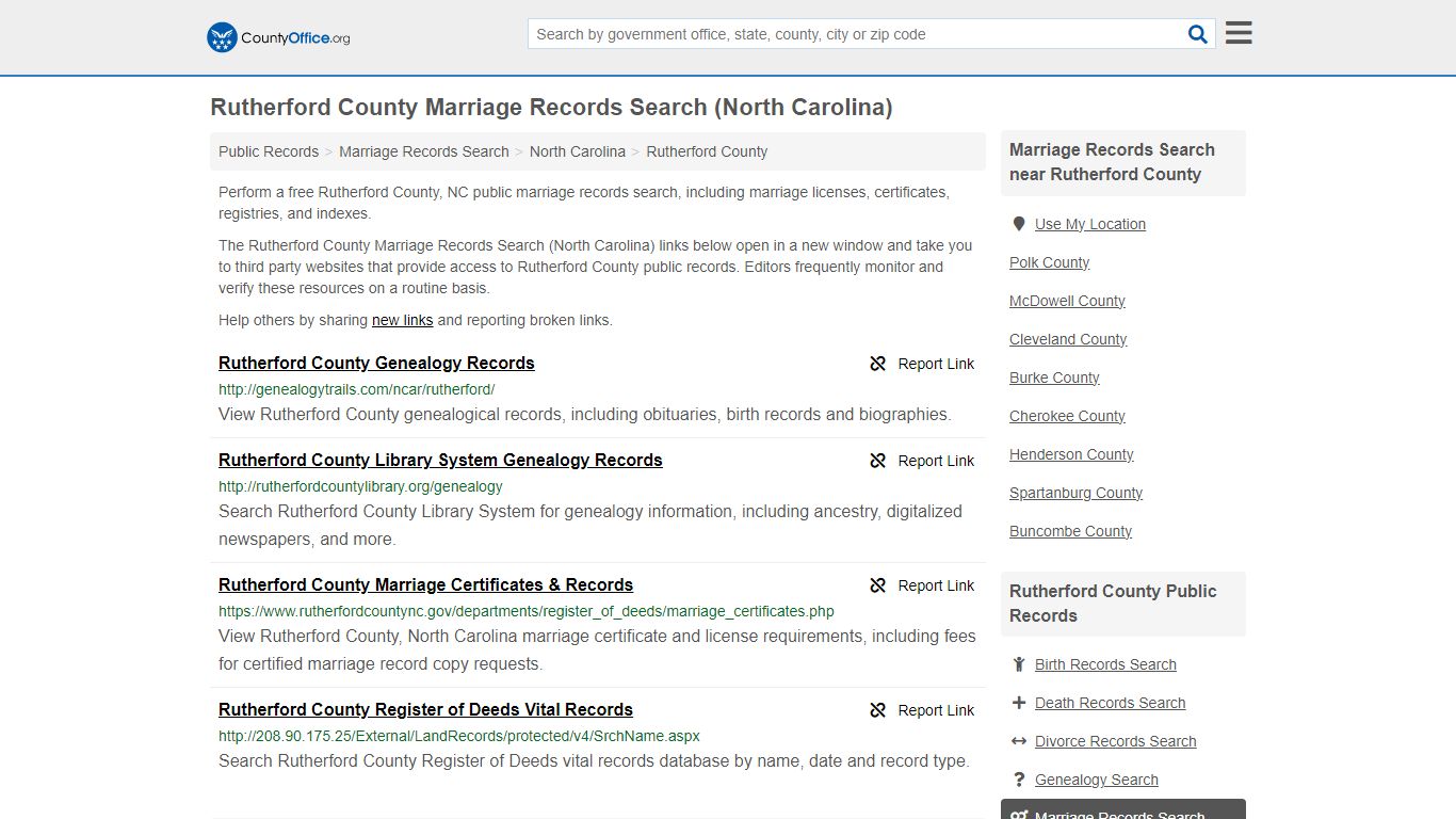 Rutherford County Marriage Records Search (North Carolina) - County Office
